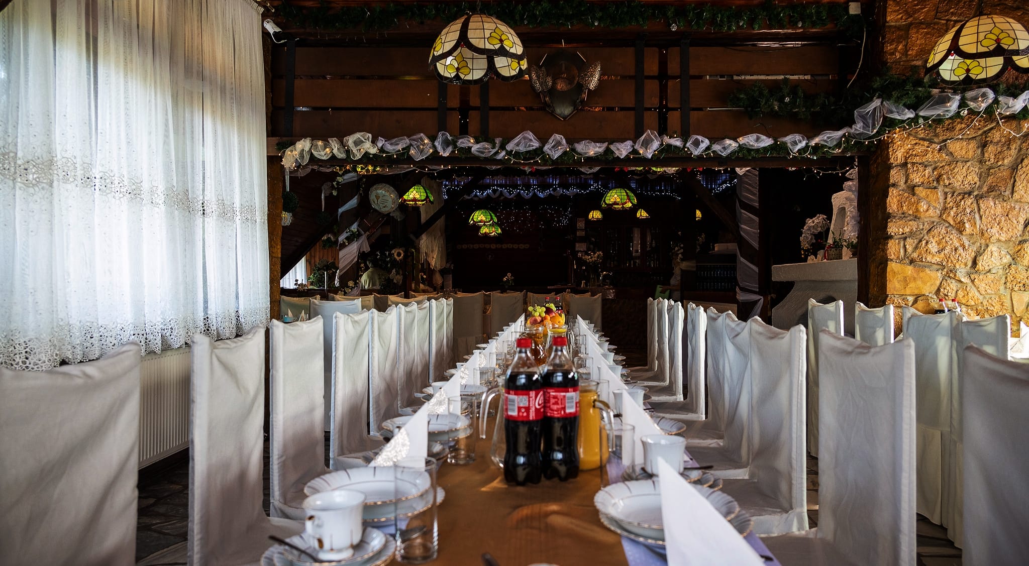 The longest table of the restaurant